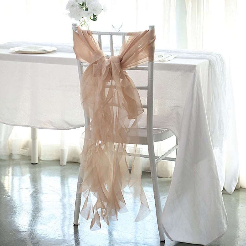 Premium Curly Chiffon Chair Cover Cap with Sashes