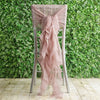 Dusty Rose Premium Curly Chiffon Chair Cover Cap with Sashes