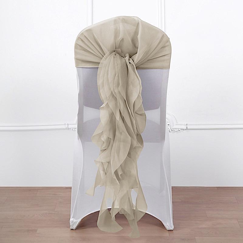 Premium Curly Chiffon Chair Cover Cap with Sashes