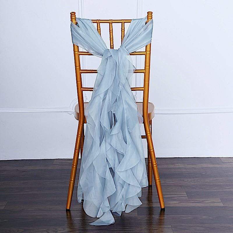 Premium Curly Chiffon Chair Cover Cap with Sashes