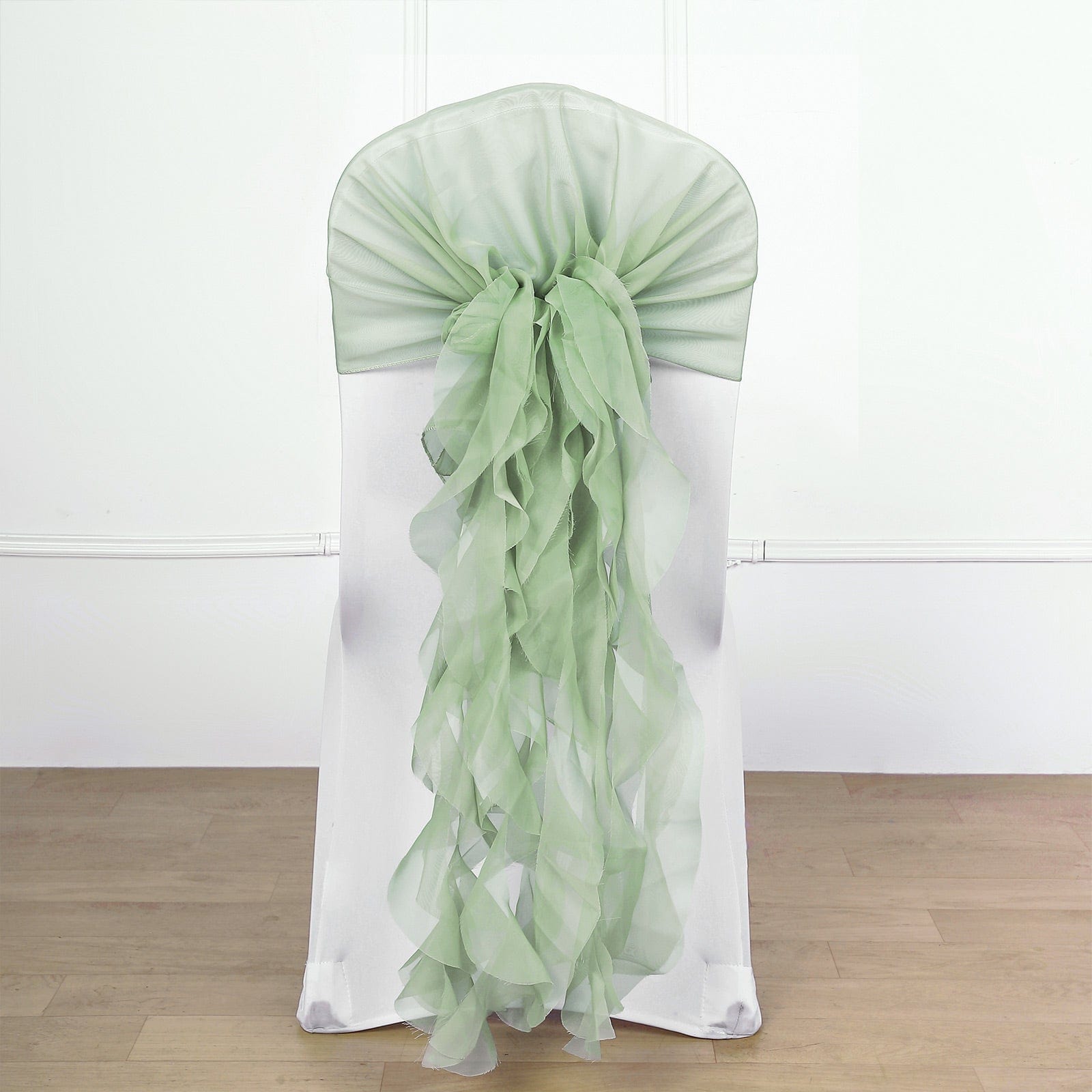 Premium Curly Chiffon Chair Cover Cap with Sashes