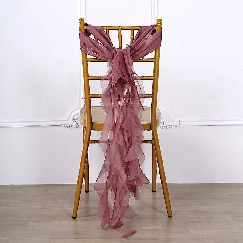 Premium Curly Chiffon Chair Cover Cap with Sashes