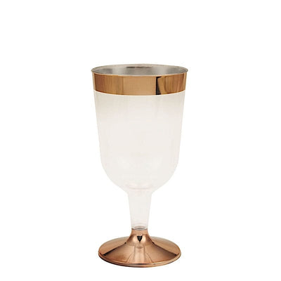 12 pcs 6.5 oz Rose Gold Rim on Clear Disposable Plastic Party Goblets ...