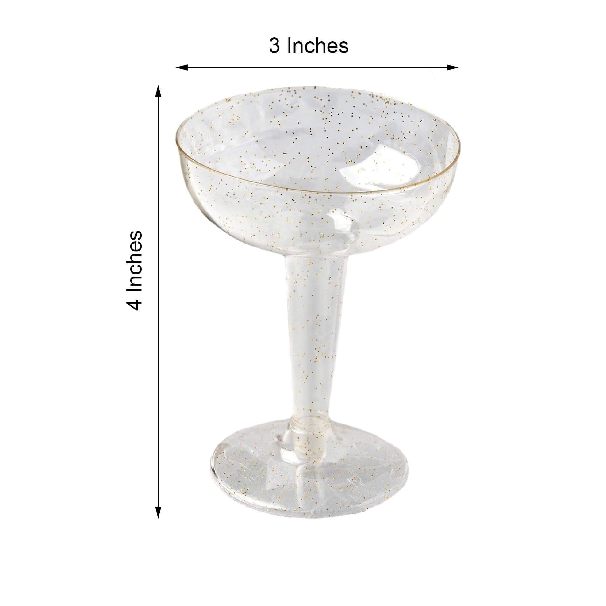 12 pcs 6 oz. Glittered Disposable Plastic Champagne Glasses