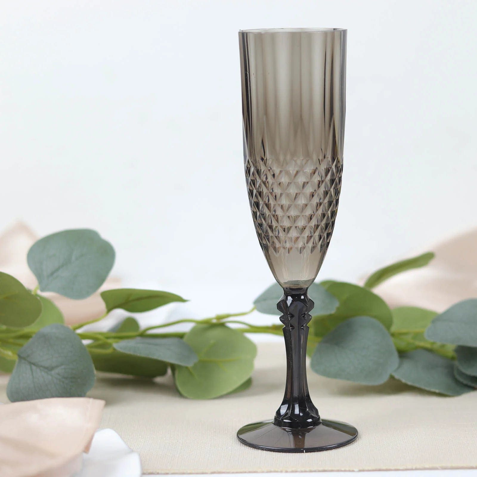 6 Clear 8 oz Crystal Disposable Plastic Party Champagne Flutes