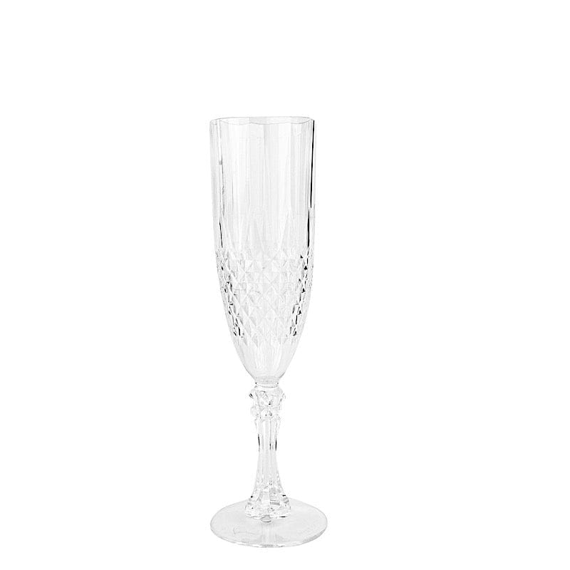 6 Clear 8 oz Crystal Disposable Plastic Party Champagne Flutes