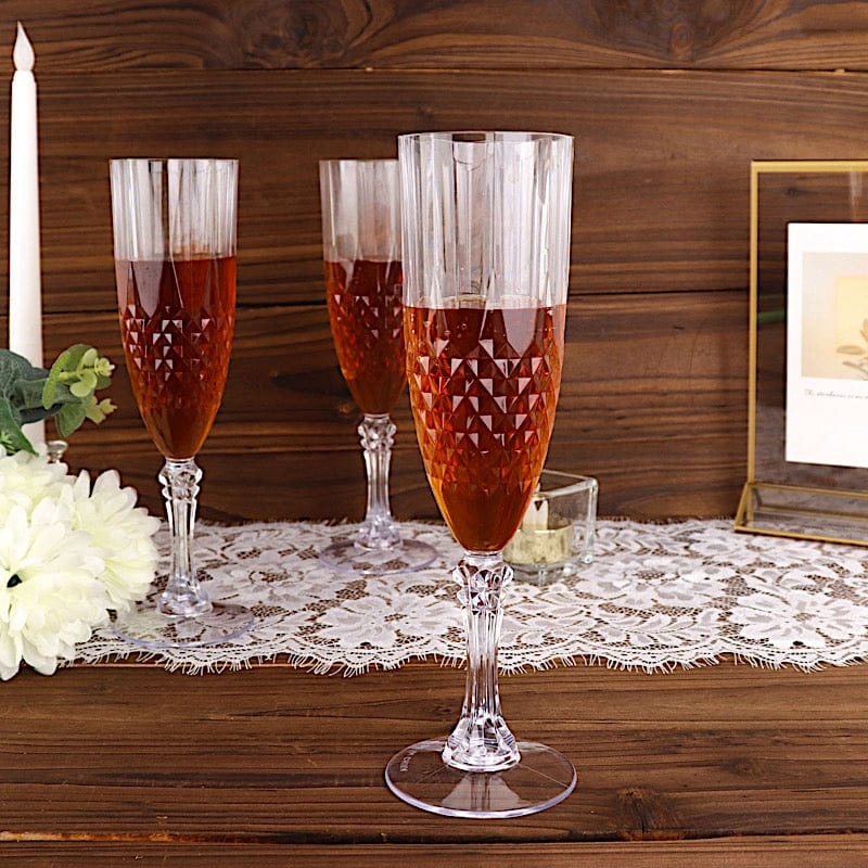 6 Clear 8 oz Crystal Disposable Plastic Party Champagne Flutes