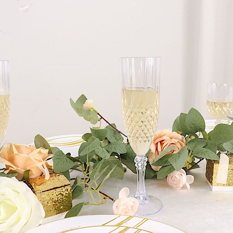 6 Clear 8 oz Crystal Disposable Plastic Party Champagne Flutes