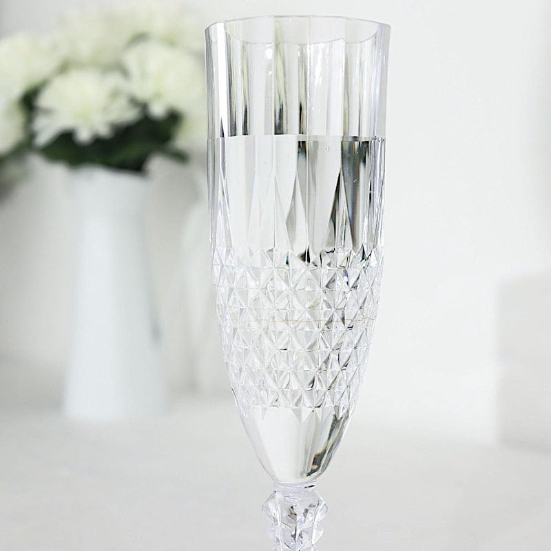 6 Clear 8 oz Crystal Disposable Plastic Party Champagne Flutes