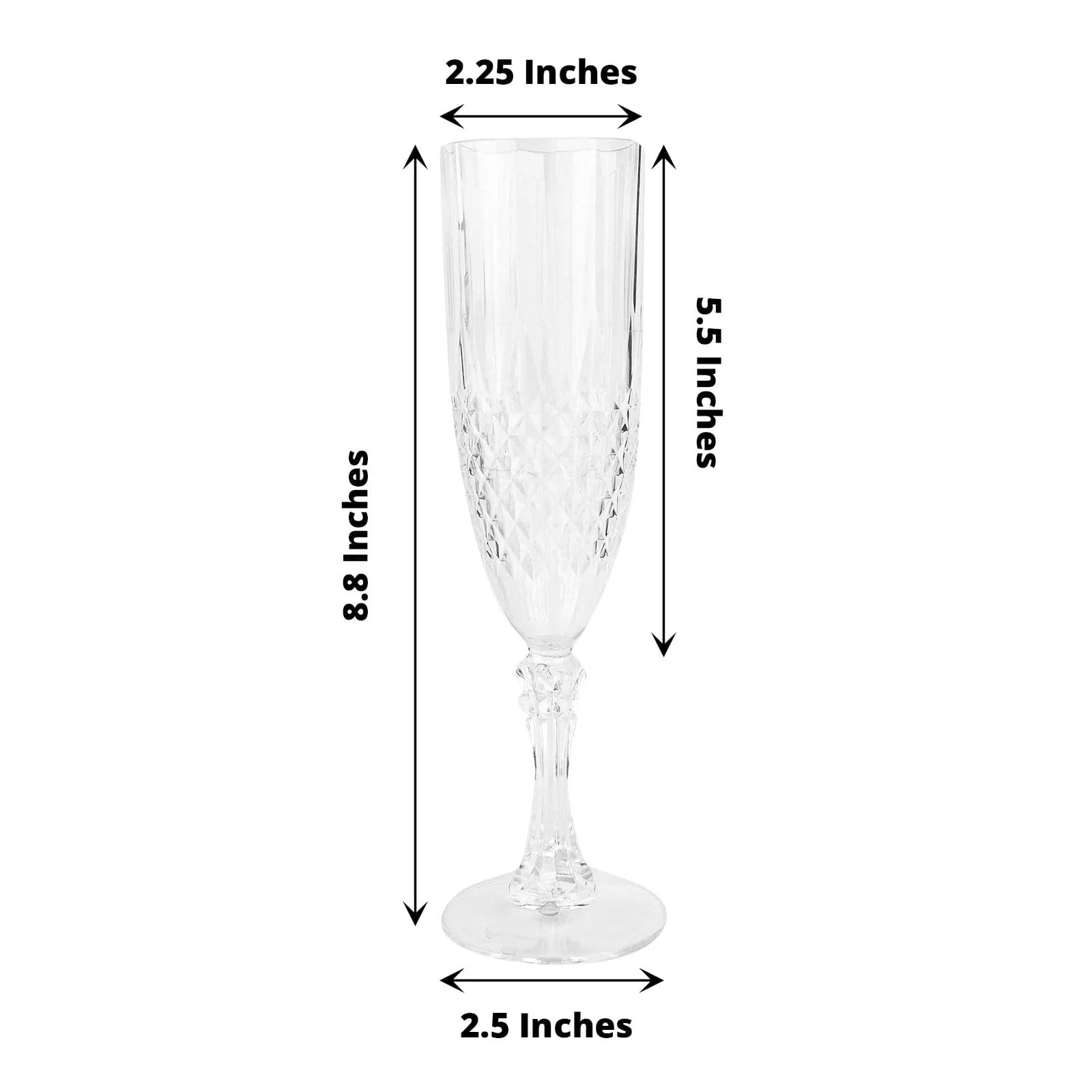 6 Clear 8 oz Crystal Disposable Plastic Party Champagne Flutes