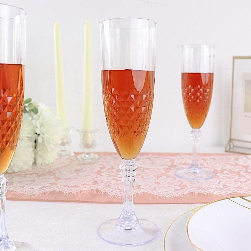 6 Clear 8 oz Crystal Disposable Plastic Party Champagne Flutes