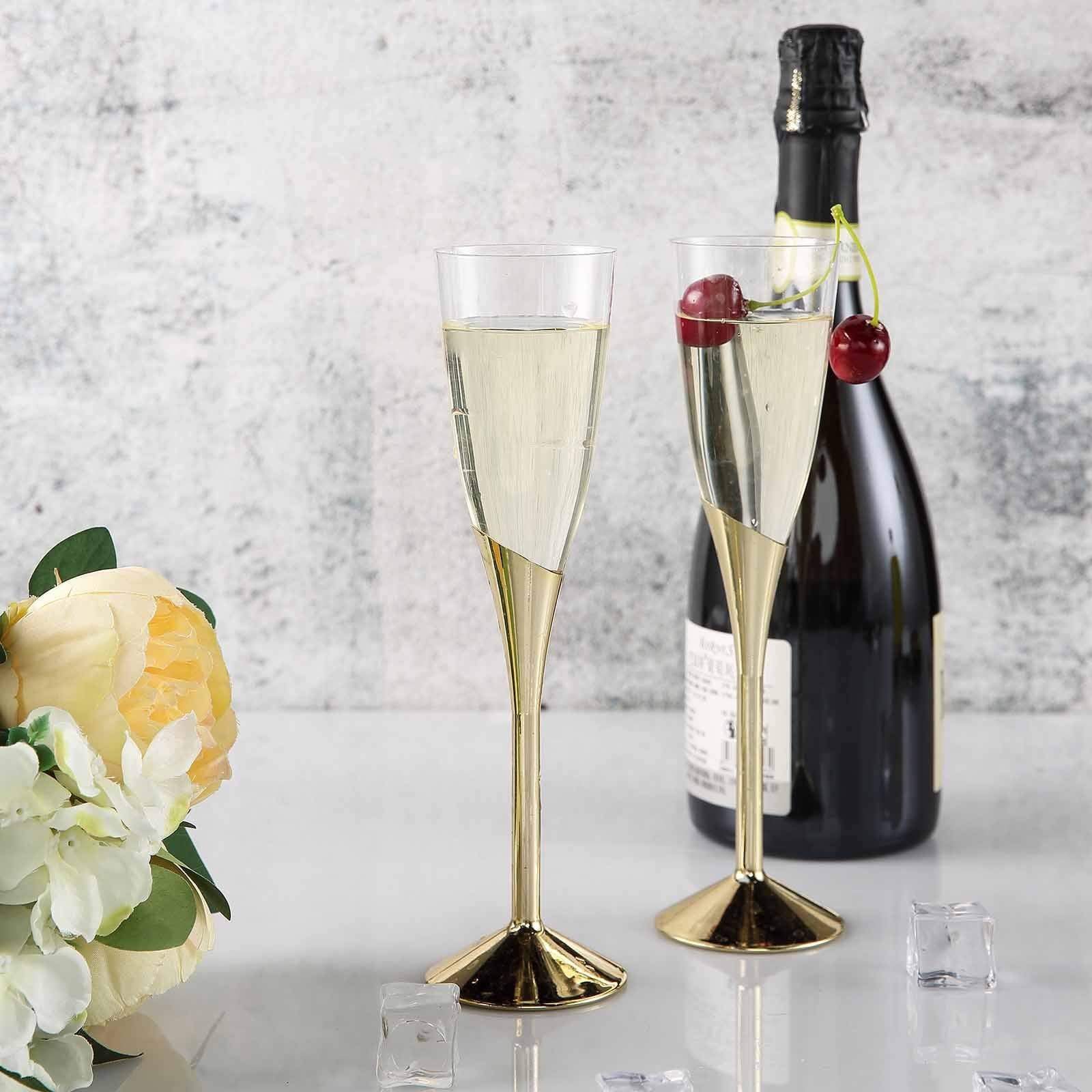6 pcs 5 oz Disposable Plastic Party Champagne Flutes Favor Holders