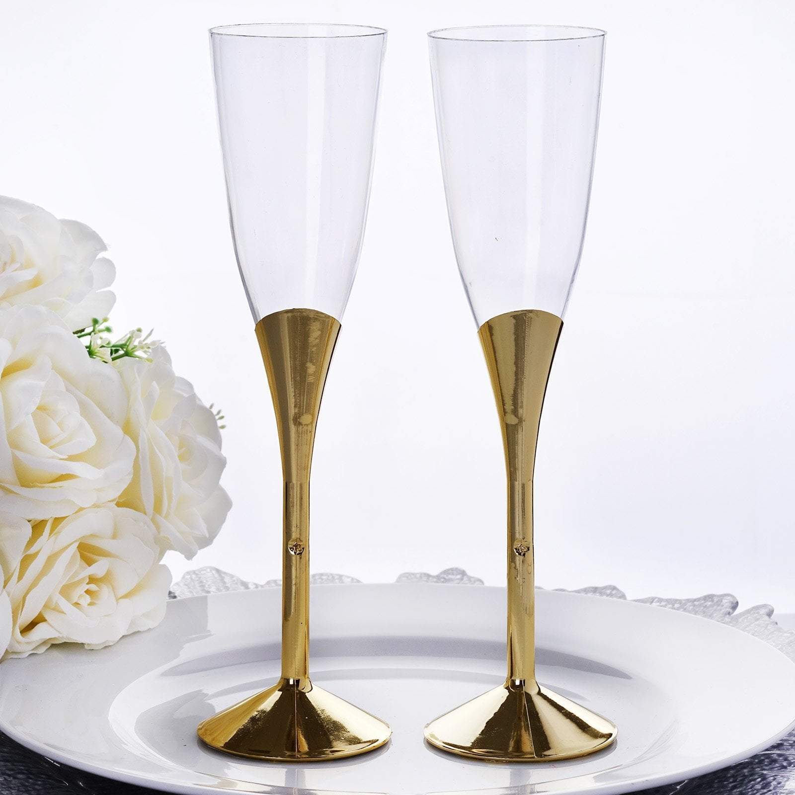 6 pcs 5 oz Disposable Plastic Party Champagne Flutes Favor Holders