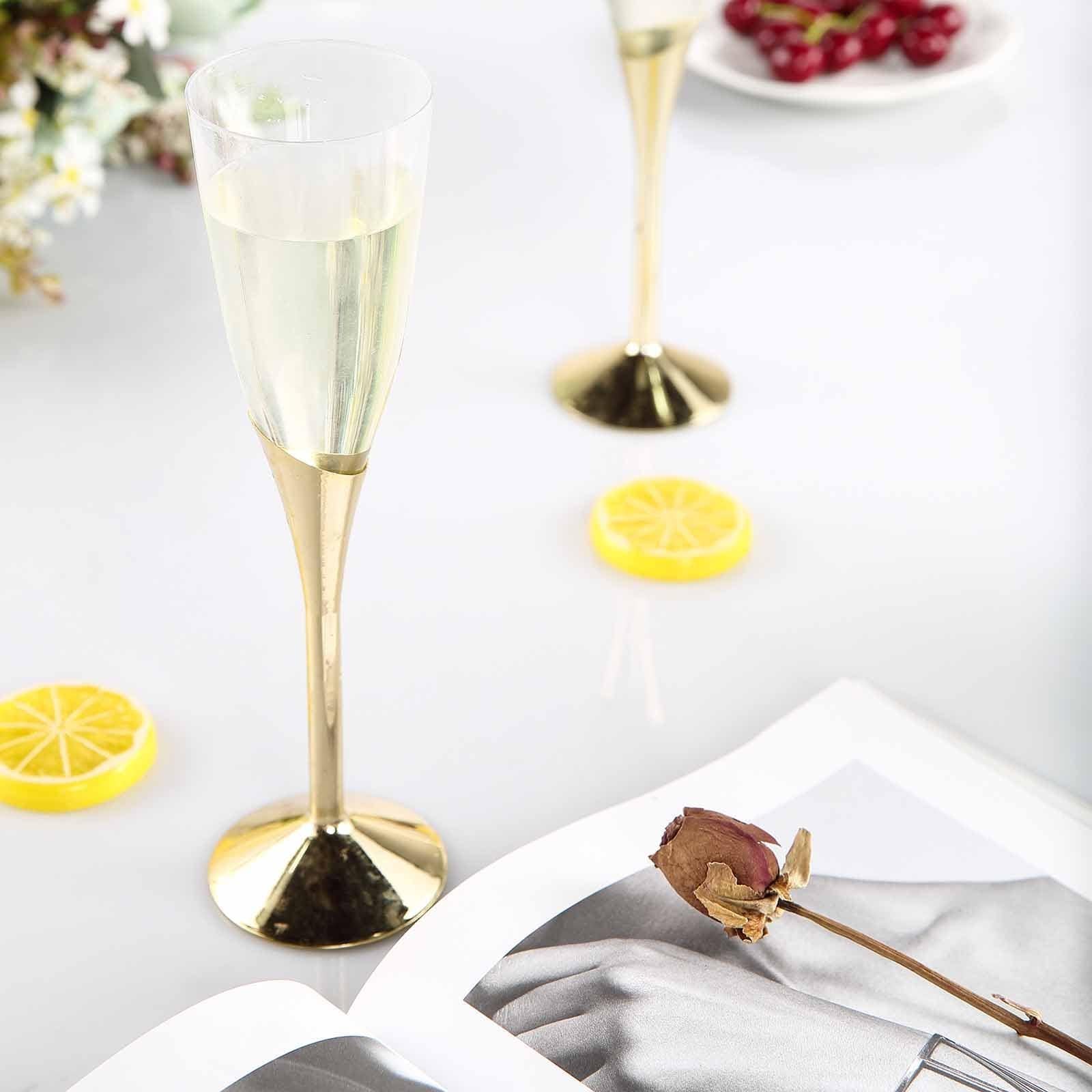 6 pcs 5 oz Disposable Plastic Party Champagne Flutes Favor Holders
