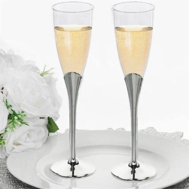 6 pcs 5 oz Disposable Plastic Party Champagne Flutes Favor Holders