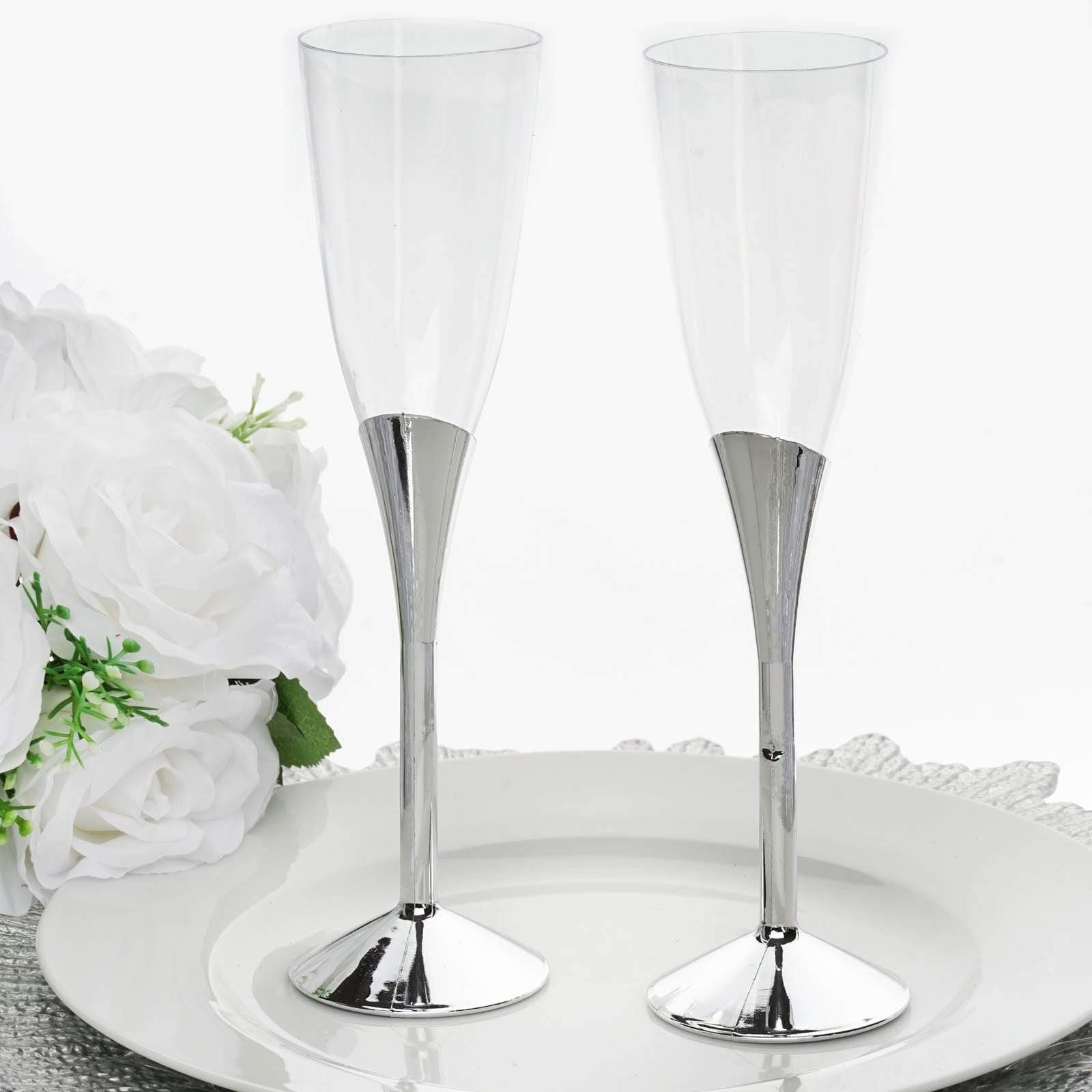 6 pcs 5 oz Disposable Plastic Party Champagne Flutes Favor Holders