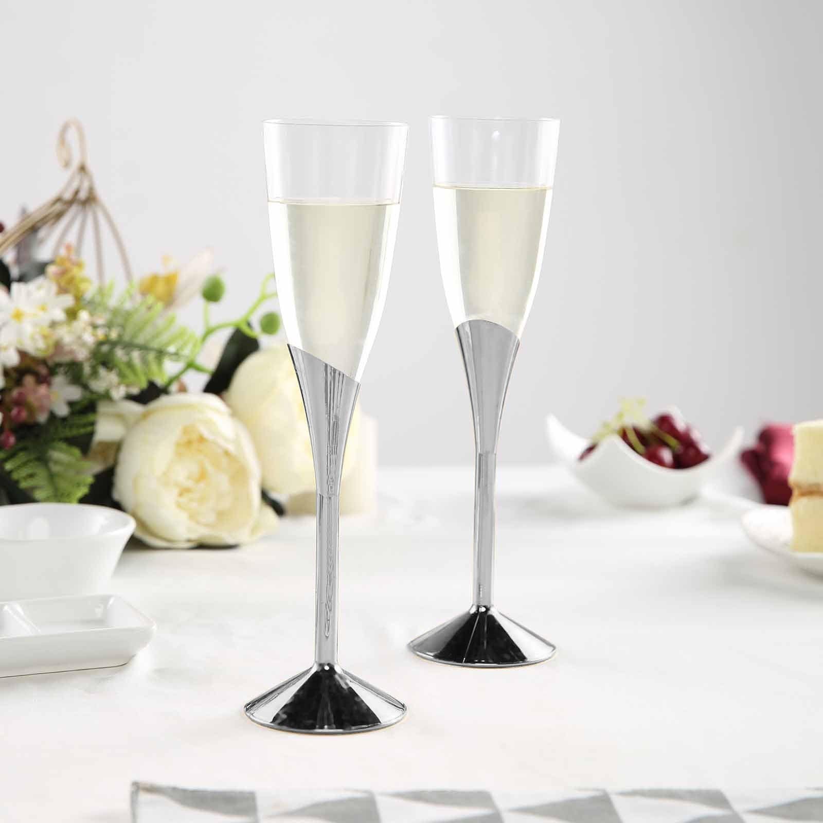 6 pcs 5 oz Disposable Plastic Party Champagne Flutes Favor Holders