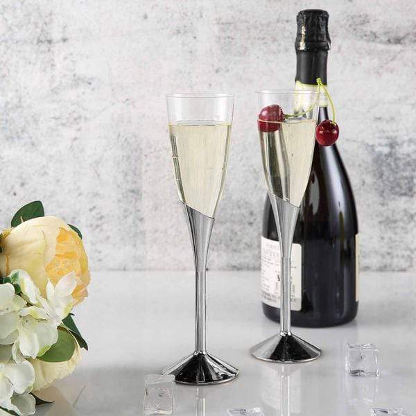 6 pcs 5 oz Disposable Plastic Party Champagne Flutes Favor Holders