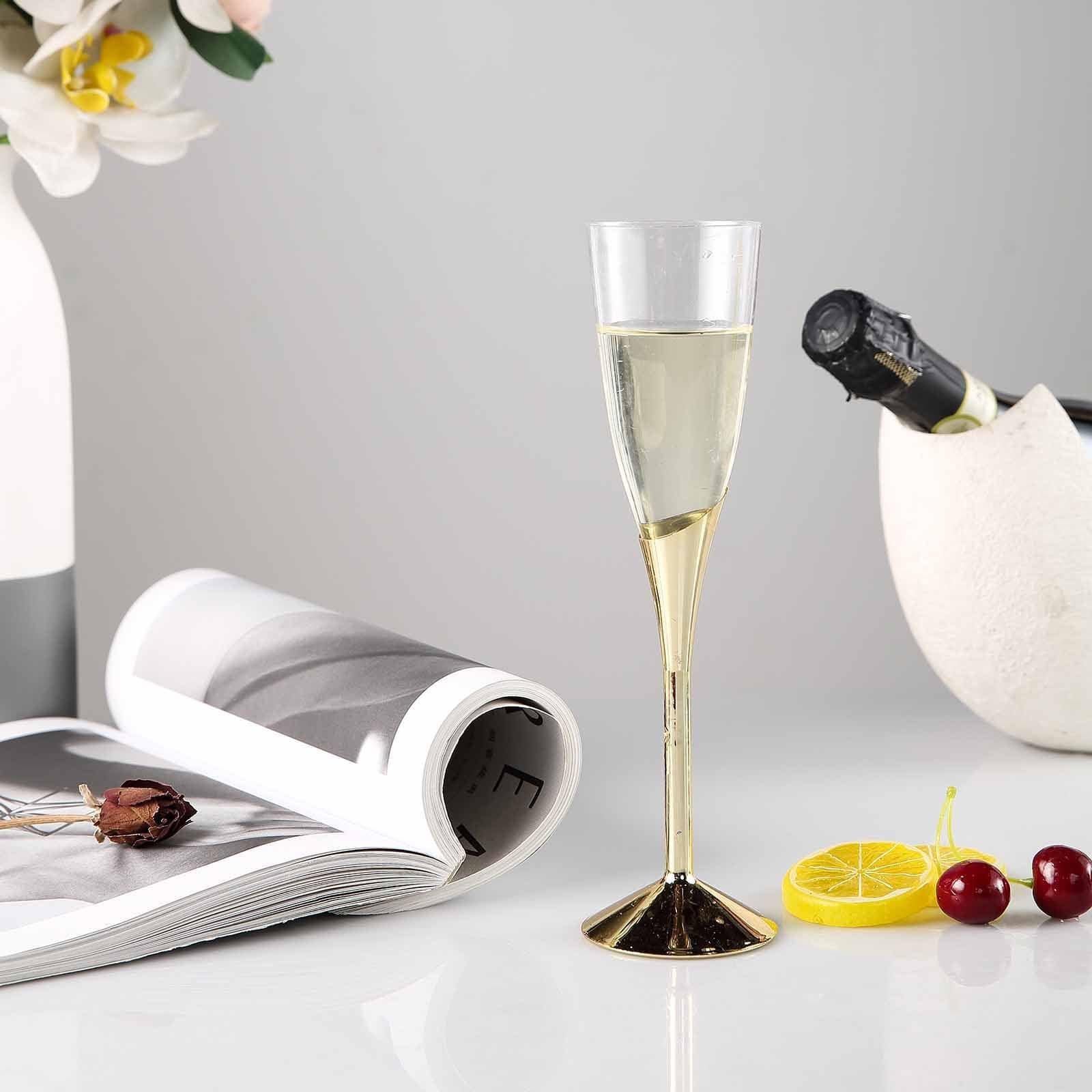 6 pcs 5 oz Disposable Plastic Party Champagne Flutes Favor Holders