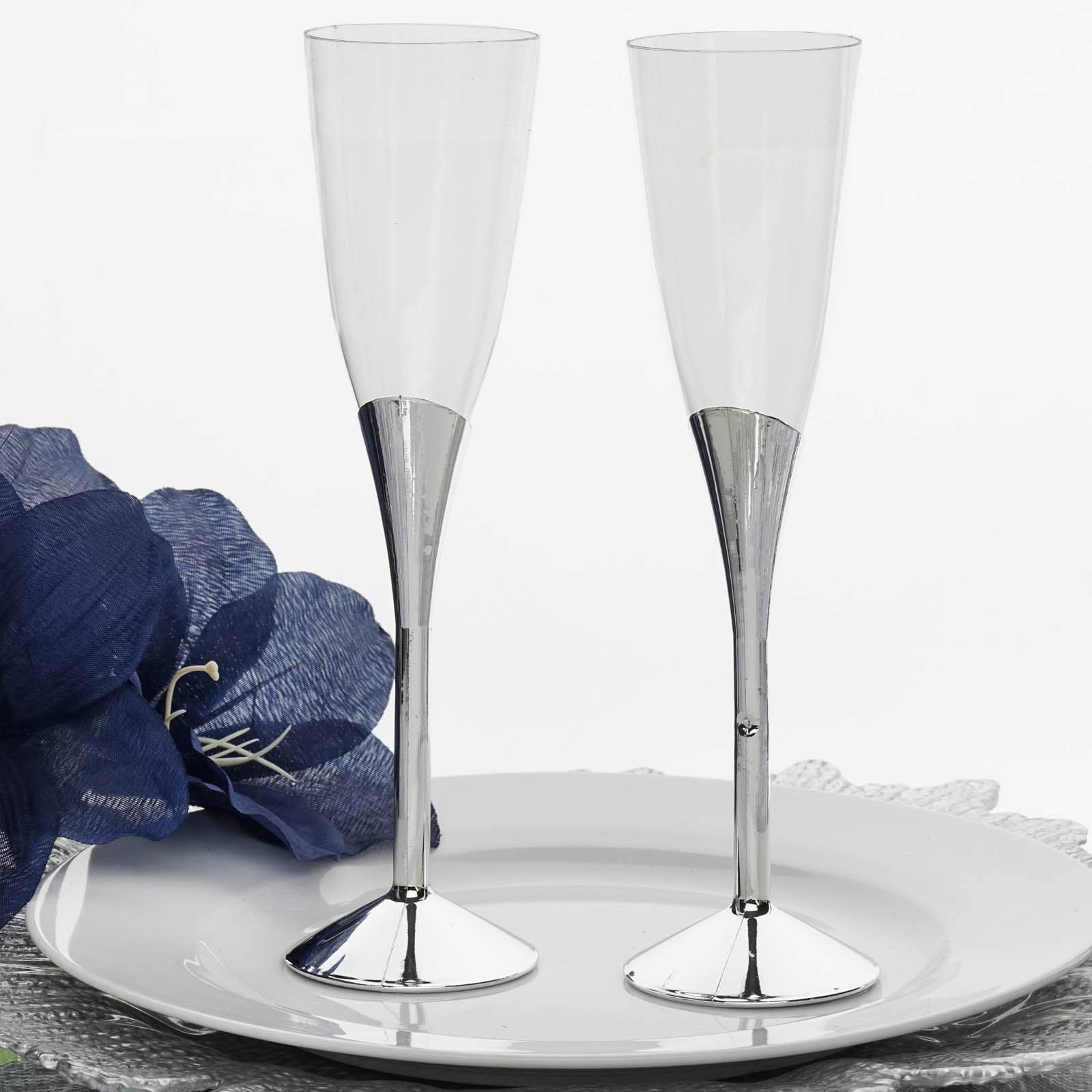 6 pcs 5 oz Disposable Plastic Party Champagne Flutes Favor Holders