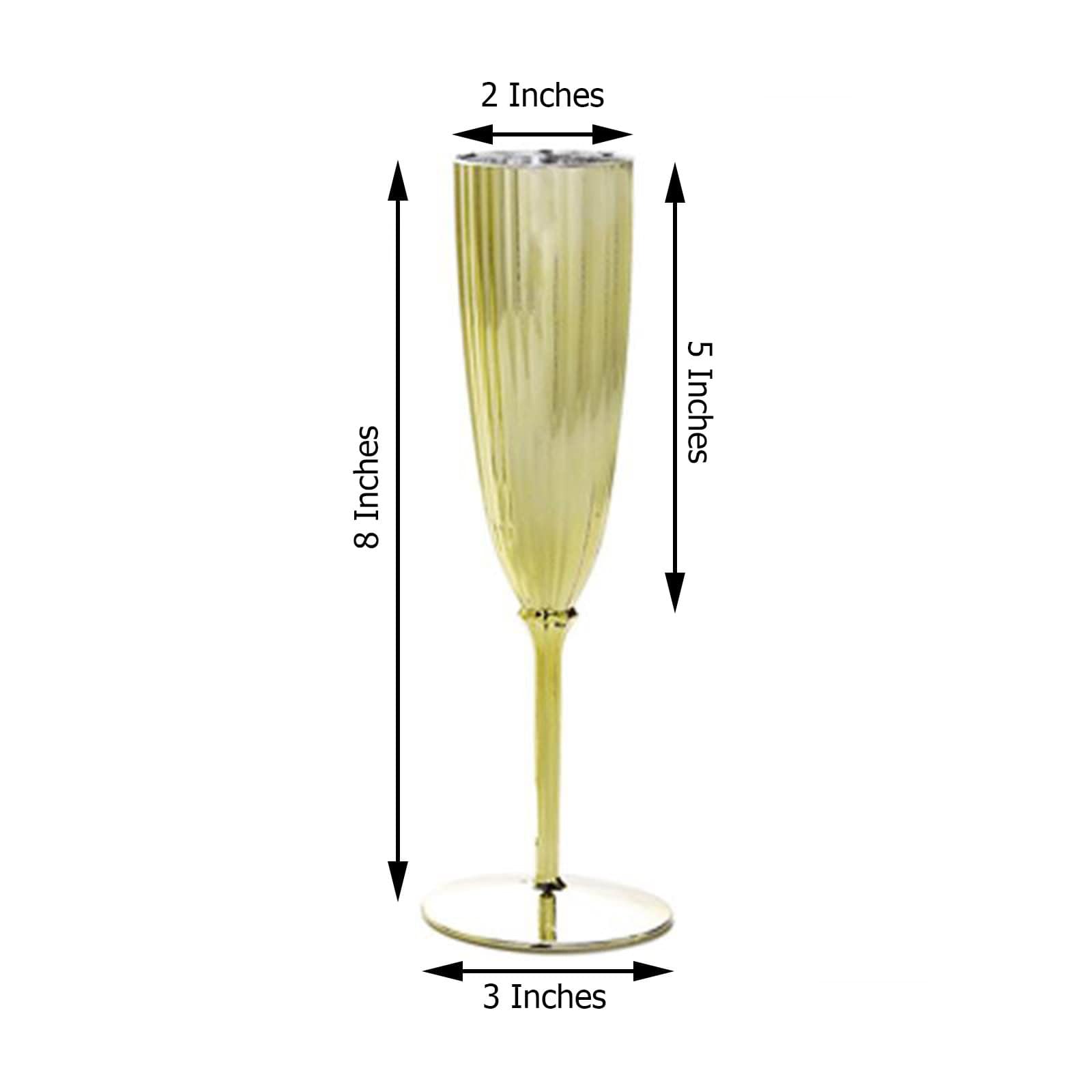 6 pcs 5 oz Metallic Disposable Plastic Champagne Flutes