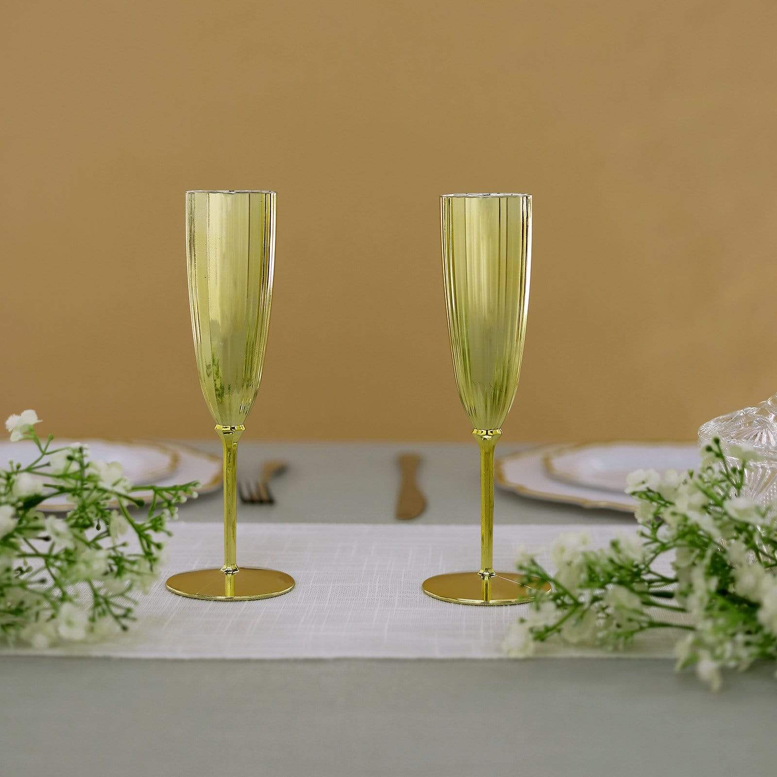 6 pcs 5 oz Metallic Disposable Plastic Champagne Flutes
