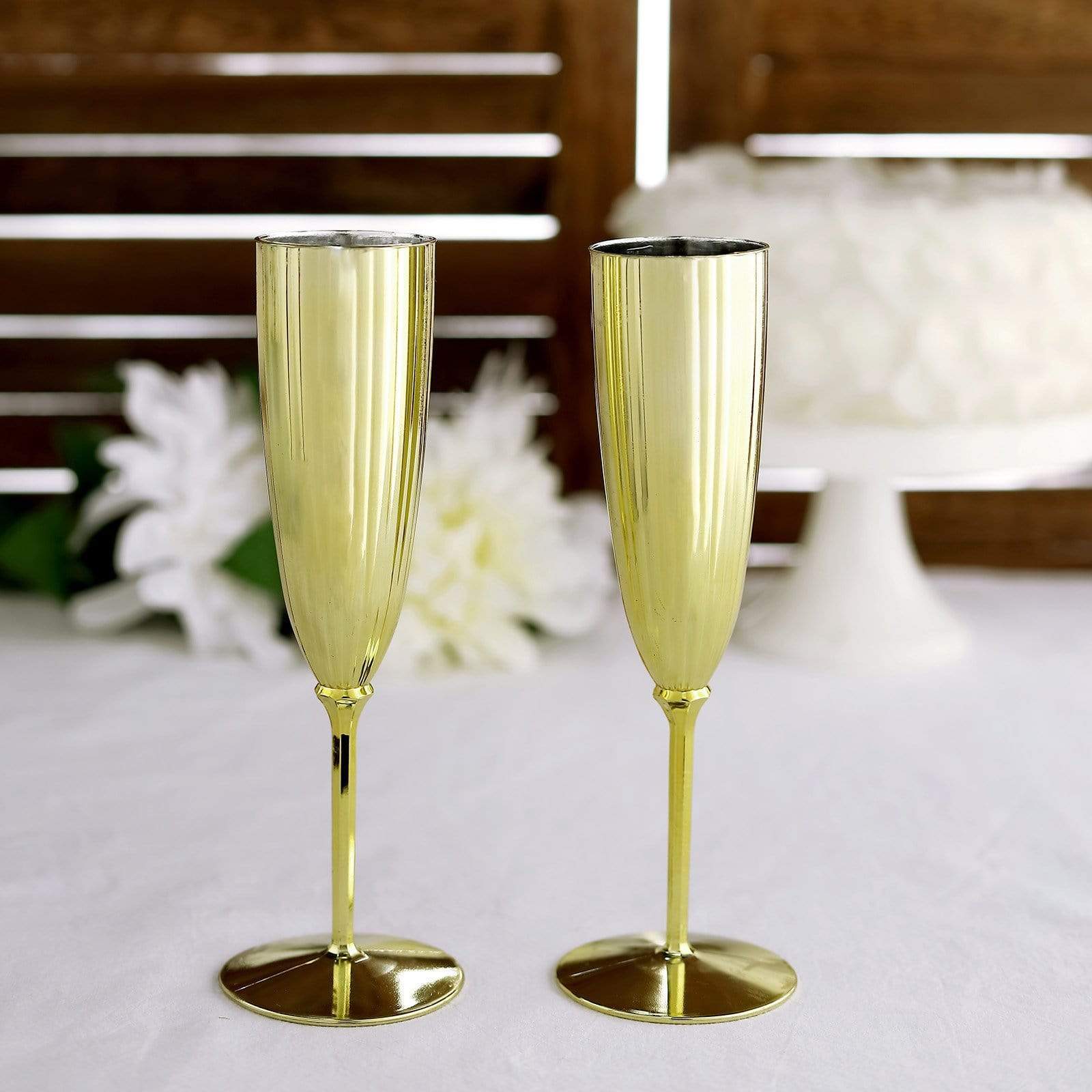 6 pcs 5 oz Metallic Disposable Plastic Champagne Flutes