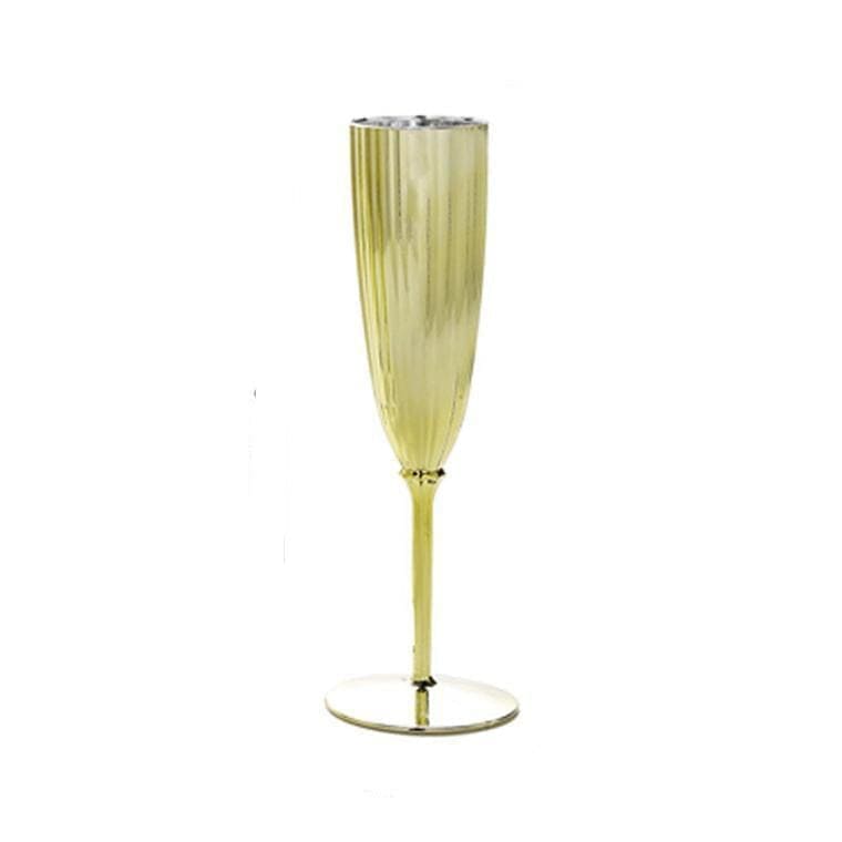 6 pcs 5 oz Metallic Disposable Plastic Champagne Flutes