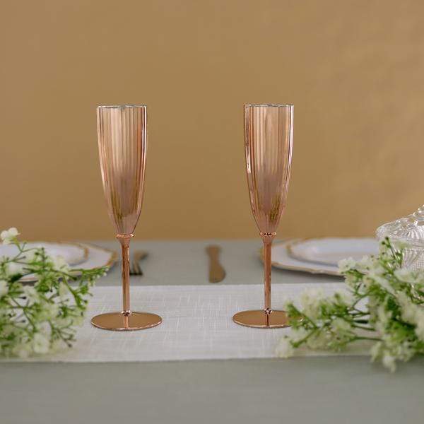 6 pcs 5 oz Metallic Disposable Plastic Champagne Flutes