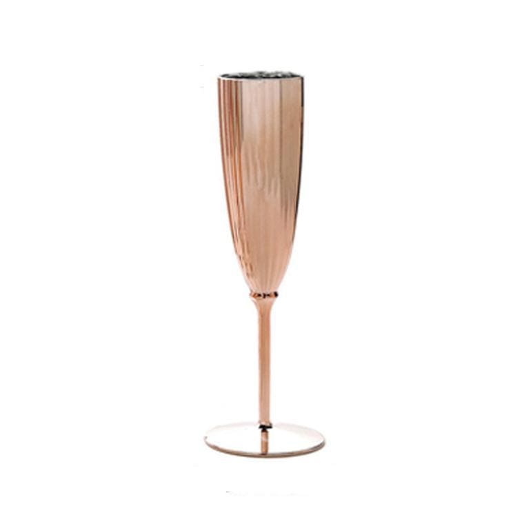 6 pcs 5 oz Metallic Disposable Plastic Champagne Flutes