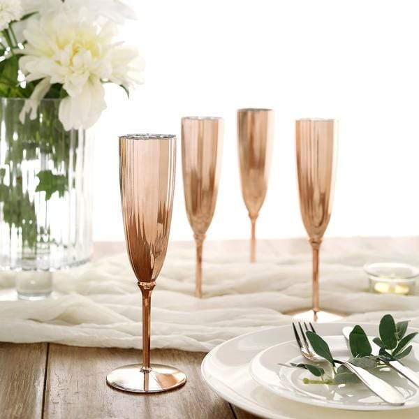 6 pcs 5 oz Metallic Disposable Plastic Champagne Flutes