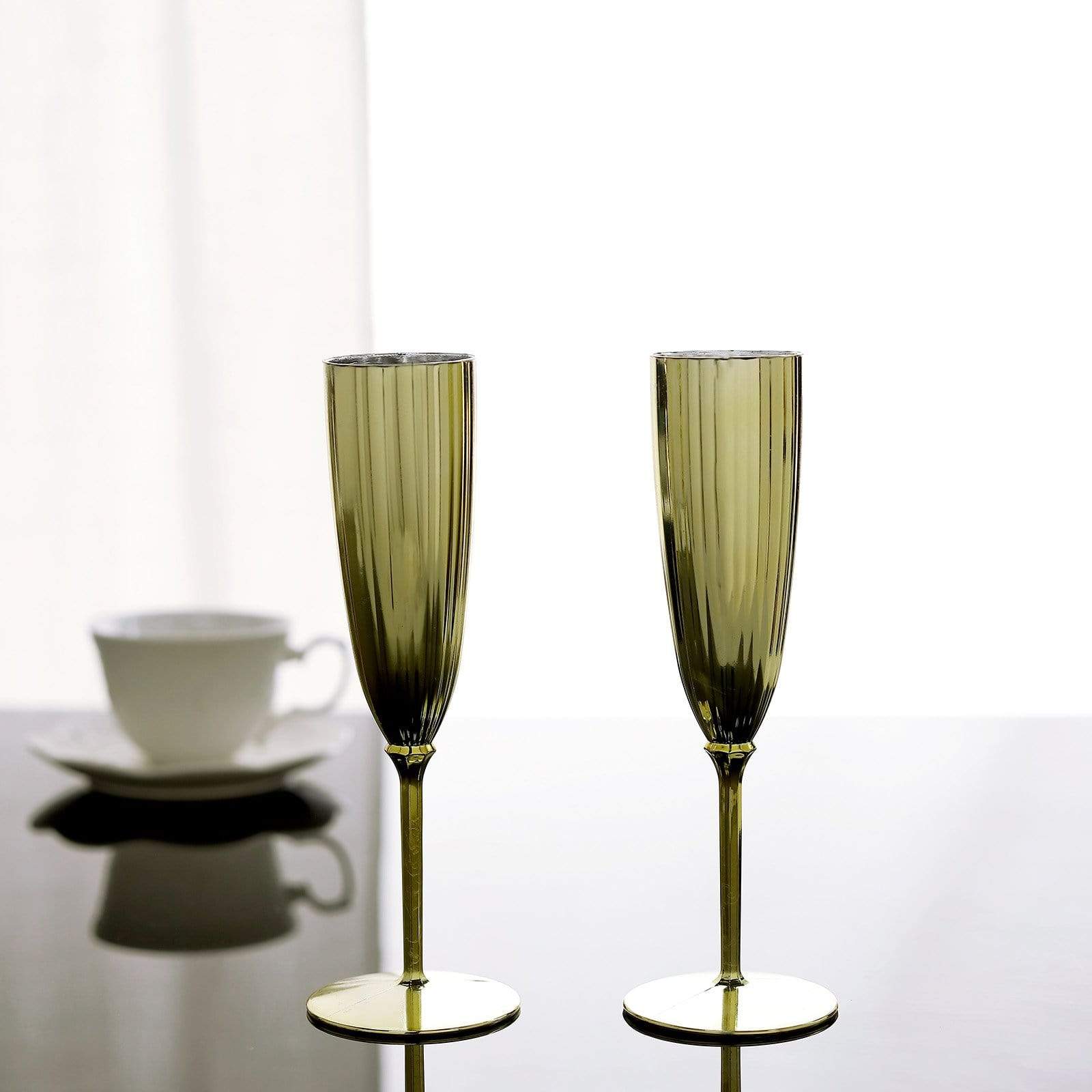 6 pcs 5 oz Metallic Disposable Plastic Champagne Flutes
