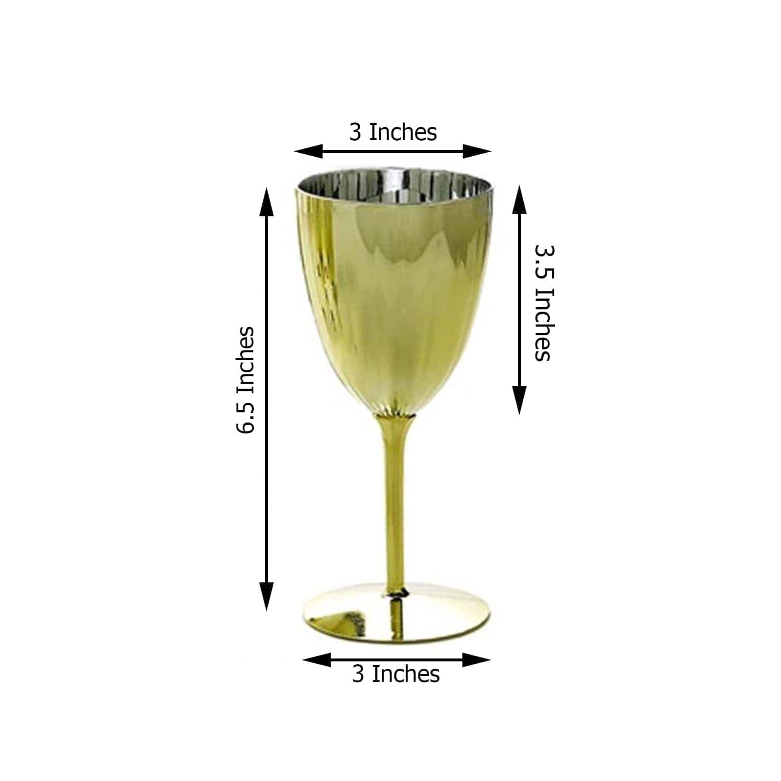 6 pcs 8 oz Metallic Premium Disposable Plastic Wine Glasses