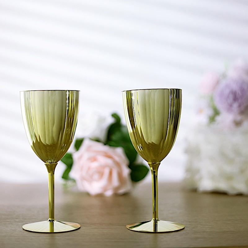 6 pcs 8 oz Metallic Premium Disposable Plastic Wine Glasses