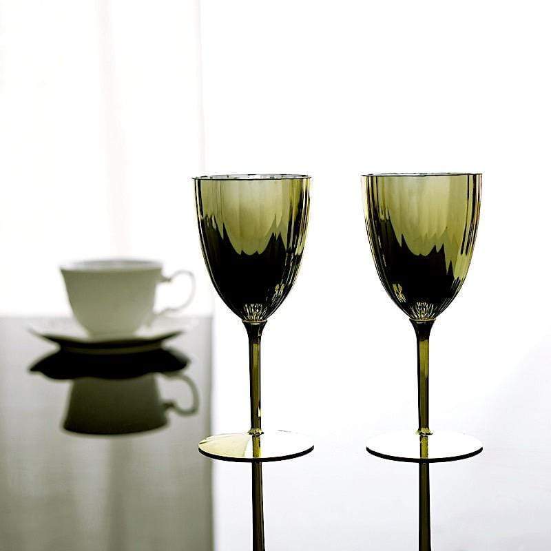 6 pcs 8 oz Metallic Premium Disposable Plastic Wine Glasses