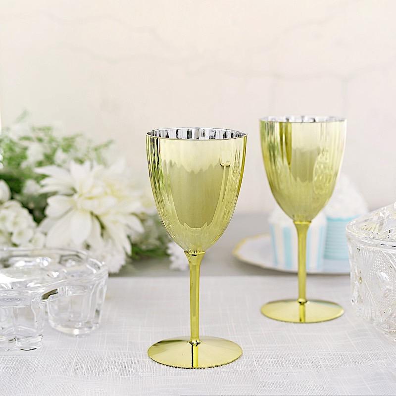 6 pcs 8 oz Metallic Premium Disposable Plastic Wine Glasses