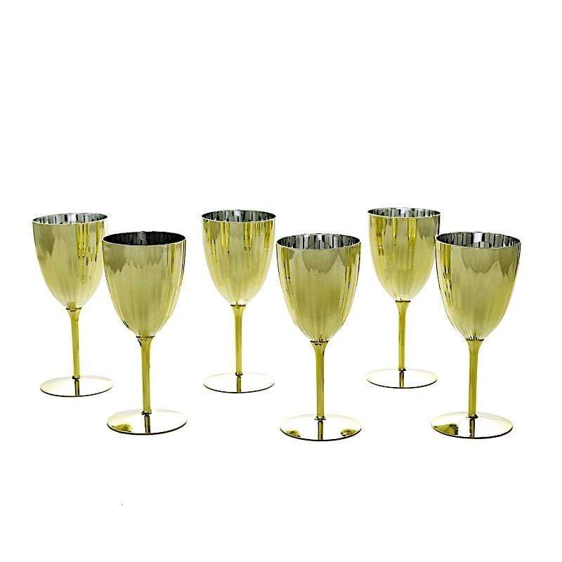 6 pcs 8 oz Metallic Premium Disposable Plastic Wine Glasses