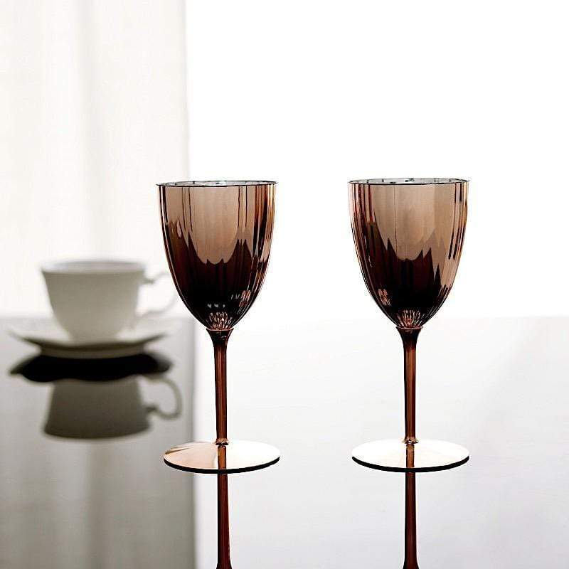 6 pcs 8 oz Metallic Premium Disposable Plastic Wine Glasses