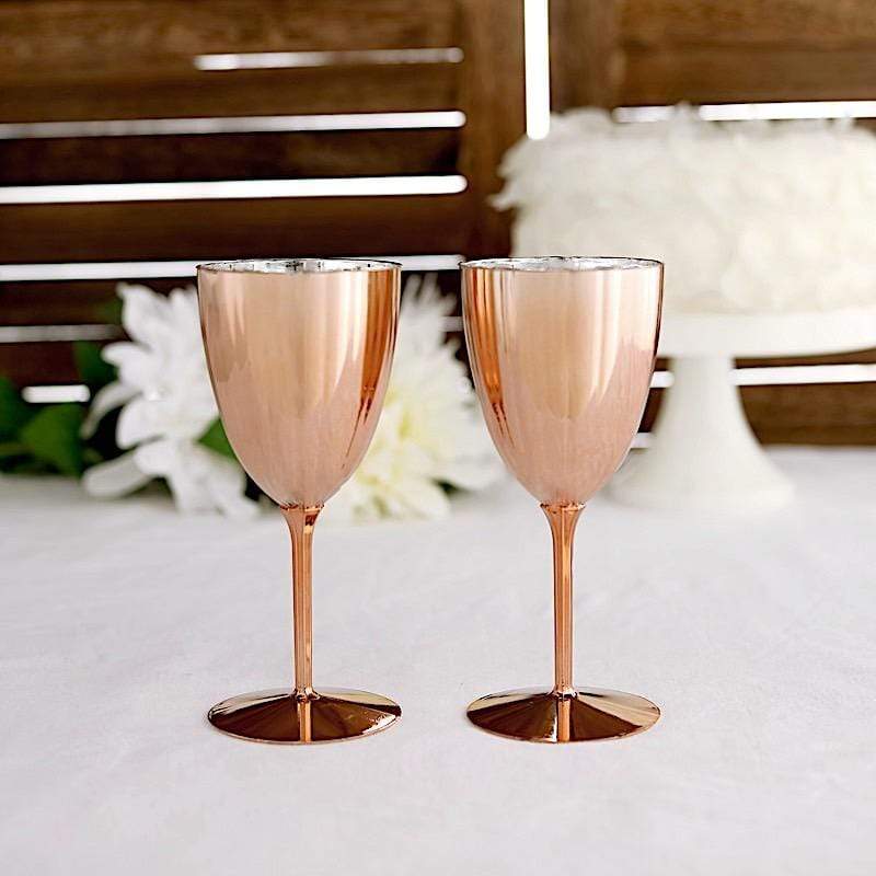 6 pcs 8 oz Metallic Premium Disposable Plastic Wine Glasses