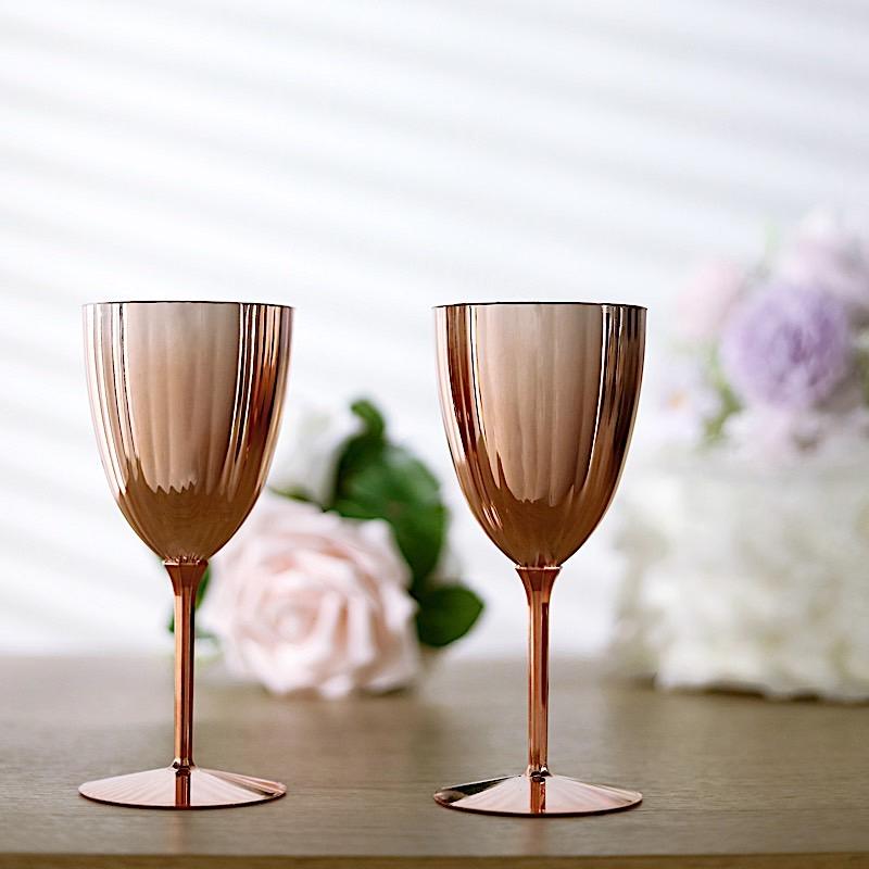 6 pcs 8 oz Metallic Premium Disposable Plastic Wine Glasses