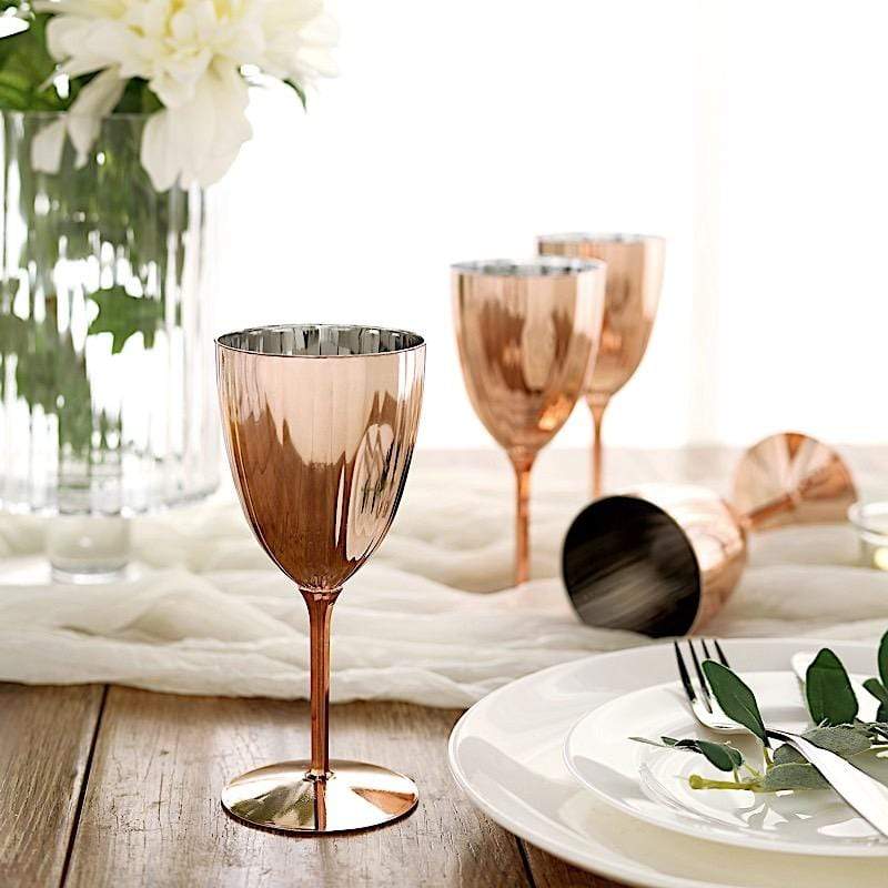 6 pcs 8 oz Metallic Premium Disposable Plastic Wine Glasses