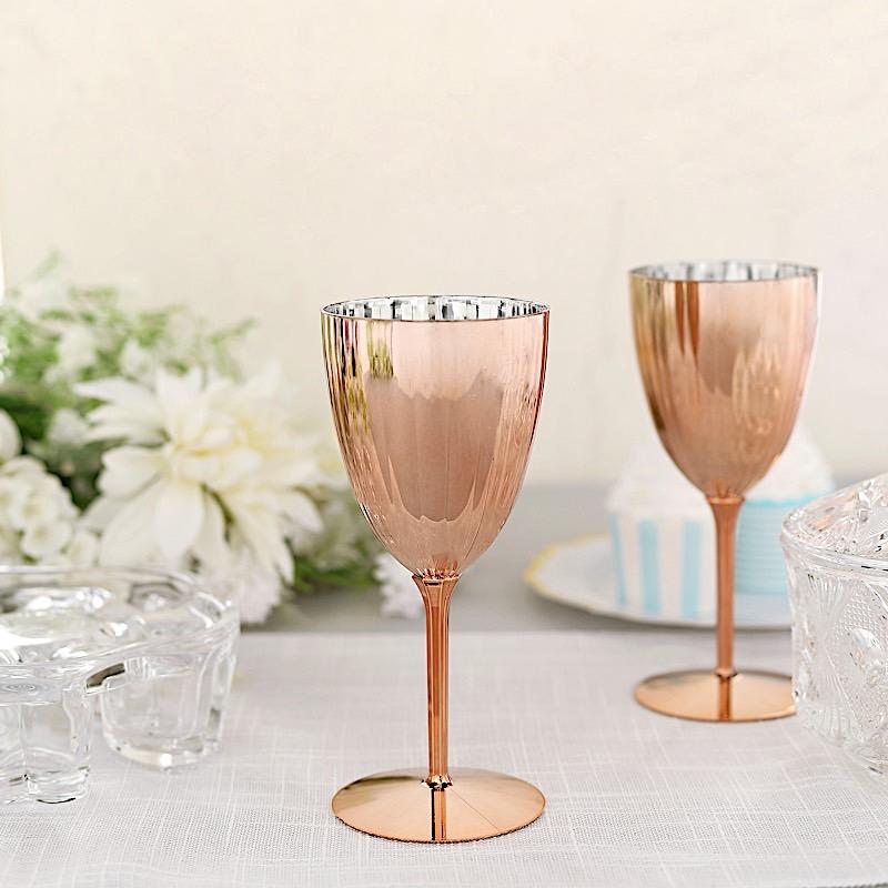 6 pcs 8 oz Metallic Premium Disposable Plastic Wine Glasses