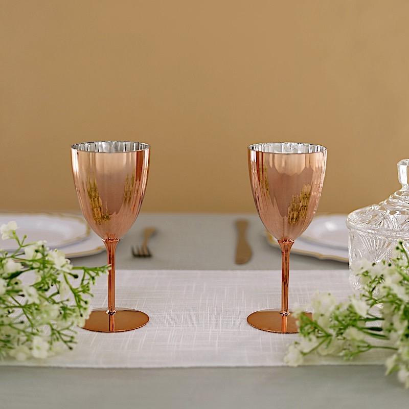 6 pcs 8 oz Metallic Premium Disposable Plastic Wine Glasses
