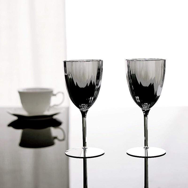 6 pcs 8 oz Metallic Premium Disposable Plastic Wine Glasses