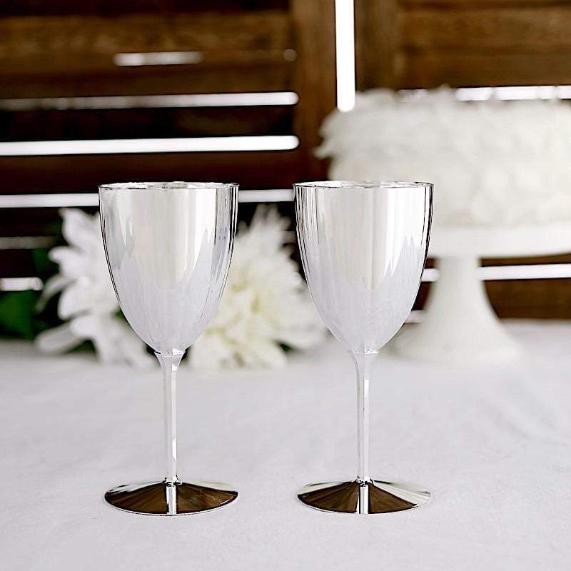 6 pcs 8 oz Metallic Premium Disposable Plastic Wine Glasses