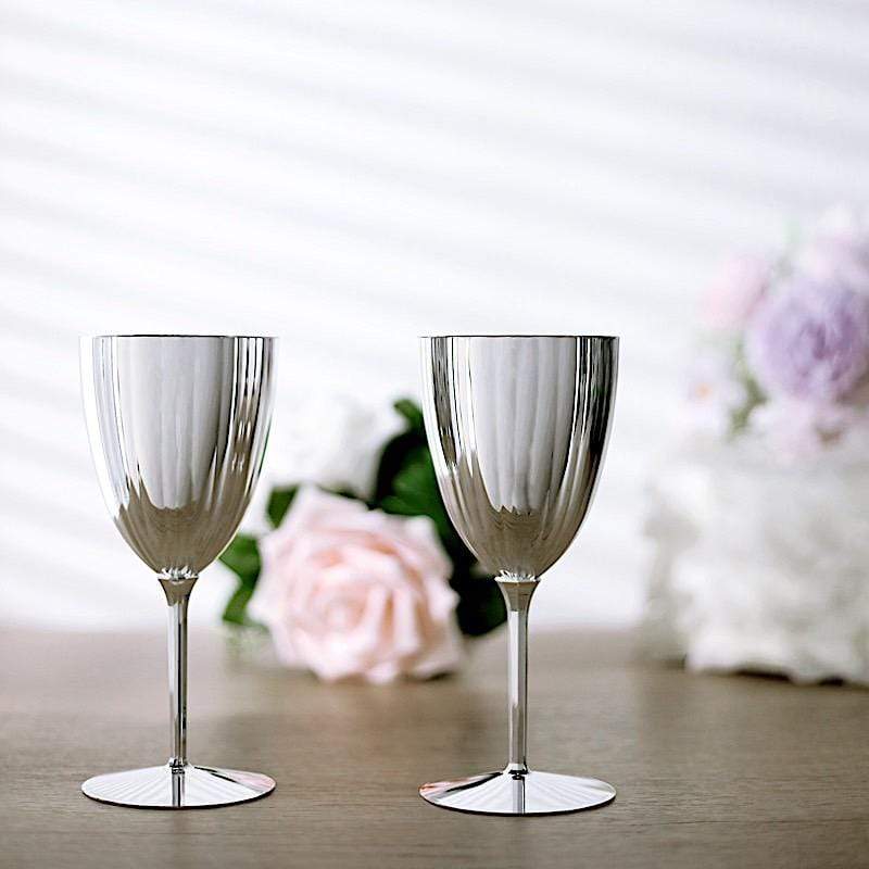 6 pcs 8 oz Metallic Premium Disposable Plastic Wine Glasses