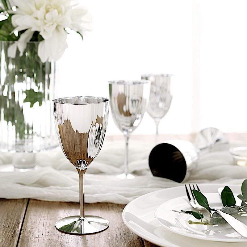 6 pcs 8 oz Metallic Premium Disposable Plastic Wine Glasses