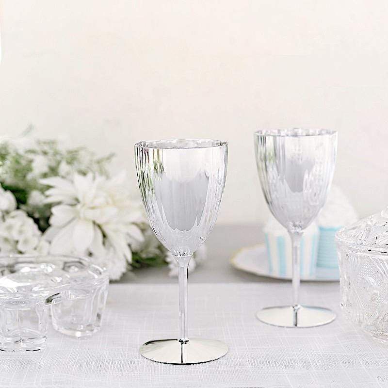 6 pcs 8 oz Metallic Premium Disposable Plastic Wine Glasses