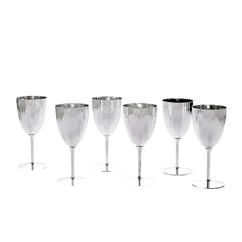 6 pcs 8 oz Metallic Premium Disposable Plastic Wine Glasses