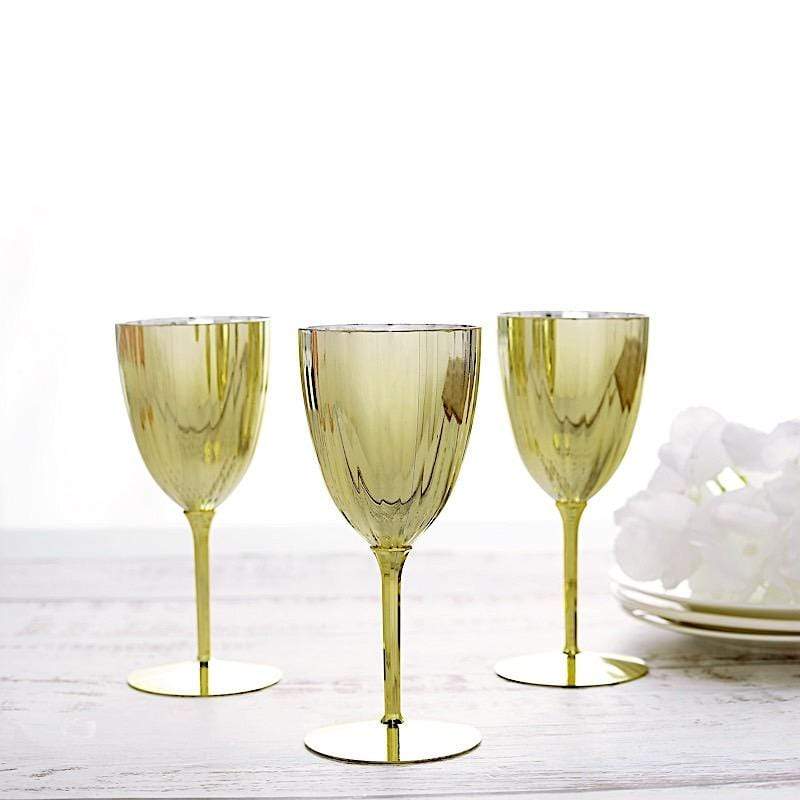 6 pcs 8 oz Metallic Premium Disposable Plastic Wine Glasses